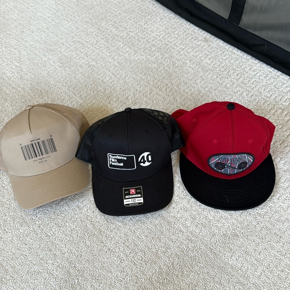Sundance, Barcode, rapture bike co brand new trucker hats